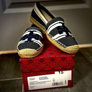 Tory Burch Double T Jacquard Espadrille Stripe Logo